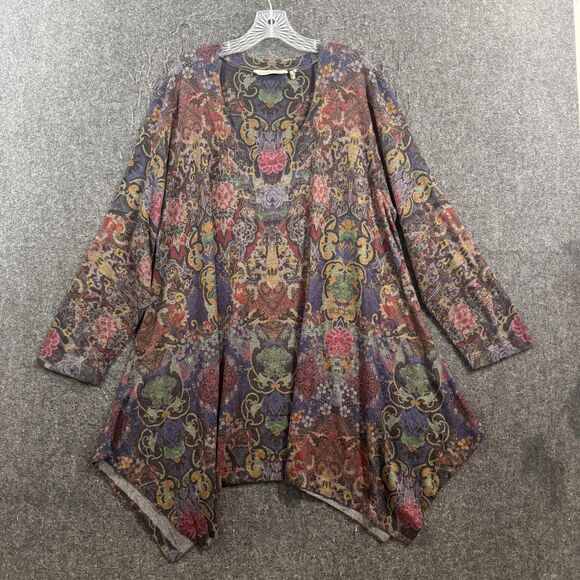 Soft Surroundings Tops - Soft Surroundings Blouse Women's 1X Multicolor Floral V Neck Tunic Long Sleeve